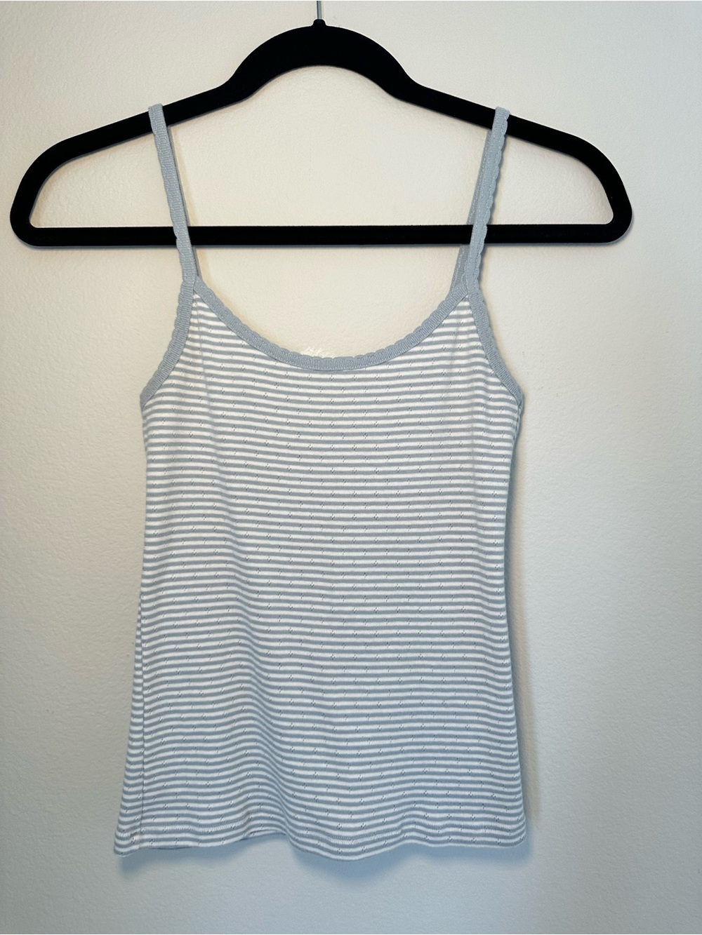 Brandy Melville Baby Blue and White Striped Tank Top